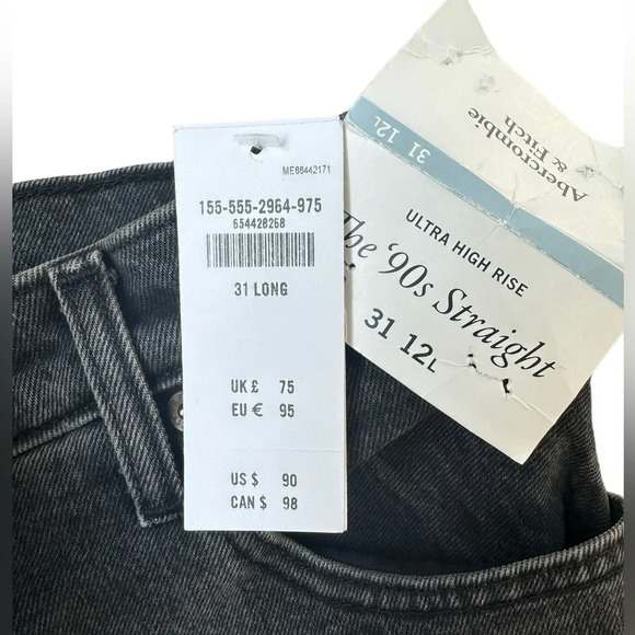 Abercrombie & Fitch Ultra High Rise 90s Straight Size 31 Long - Picture 9 of 12